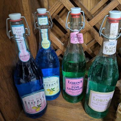 Set of 4 Vintage French Bottles with Metal Locking Stopper