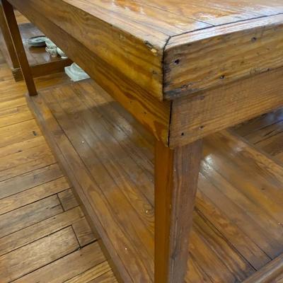 Vintage Two Tier Solid Oak Table Lot One