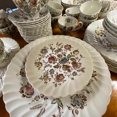 Vintage 84 Piece China Set - Staffordshire Bouquet (Made in England)