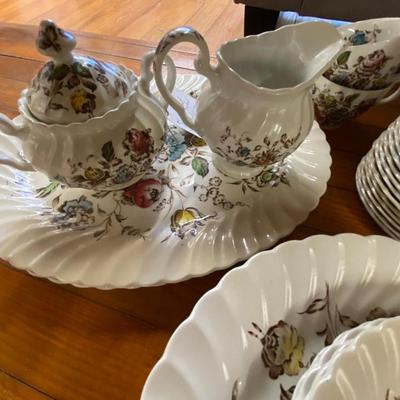 Vintage 84 Piece China Set - Staffordshire Bouquet (Made in England)