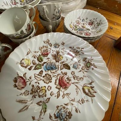 Vintage 84 Piece China Set - Staffordshire Bouquet (Made in England)