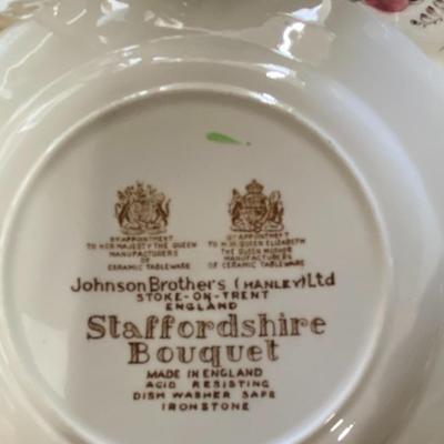 Vintage 84 Piece China Set - Staffordshire Bouquet (Made in England)