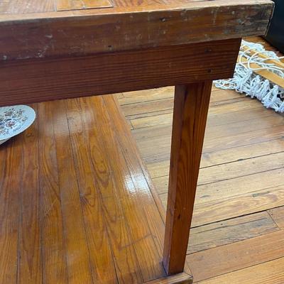 Vintage Two Tier Solid Oak Table Lot Two