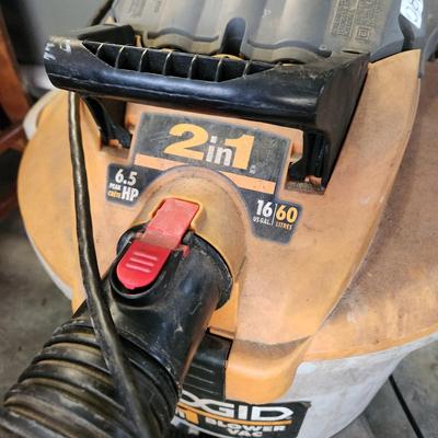 Ridgid 2in1 Wet Dry Shop Vacuum 6.5hp 16 Gallon Tested Working