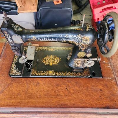 Antique Singer Treadle Sewing Model 27 w Ornate Cabinet #5