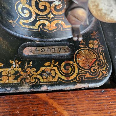 Antique Singer Treadle Sewing Model 27 w Ornate Cabinet #5