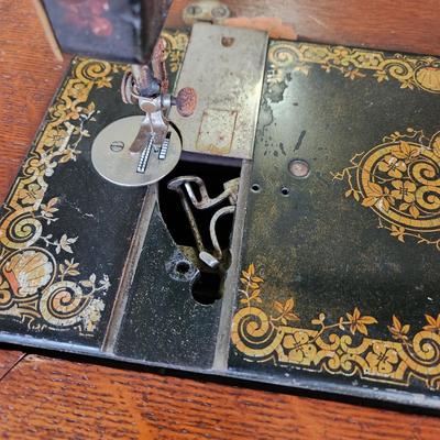 Antique Singer Treadle Sewing Model 27 w Ornate Cabinet #5