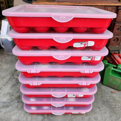 8 Sterilite Christmas Ornaments Cases Storage Containers with Ornaments.