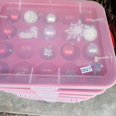 8 Sterilite Christmas Ornaments Cases Storage Containers with Ornaments.
