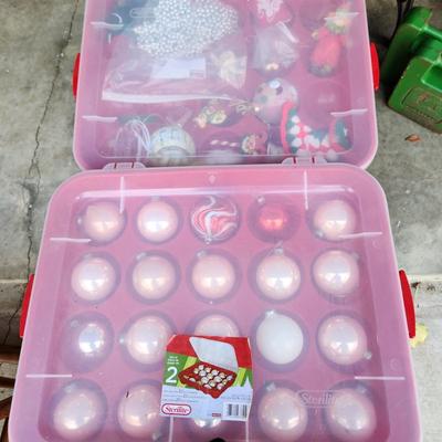8 Sterilite Christmas Ornaments Cases Storage Containers with Ornaments.