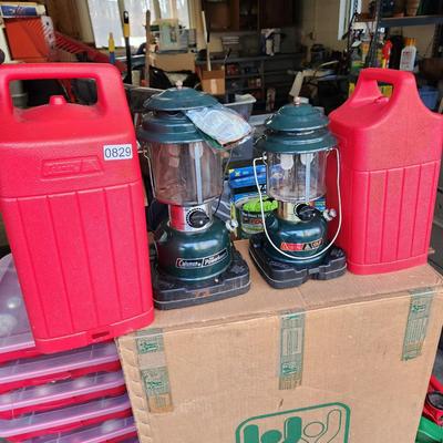 2 Vintage Coleman Powerhouse 85 CL2 83 Lanterns with Case