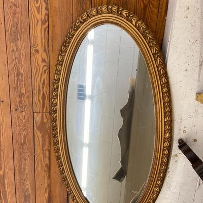Vintage Gold Wooden Frame Oval Mirror