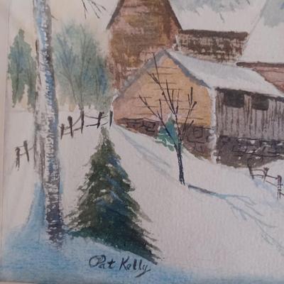 2 Pat Kelly watercolor winterscape prints