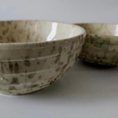 Set of two Antique Spongeware Bowls, likely Japanese 19th century