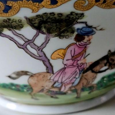 Hunting Scene Hand Painted Decorative Bowl and matching Tureen