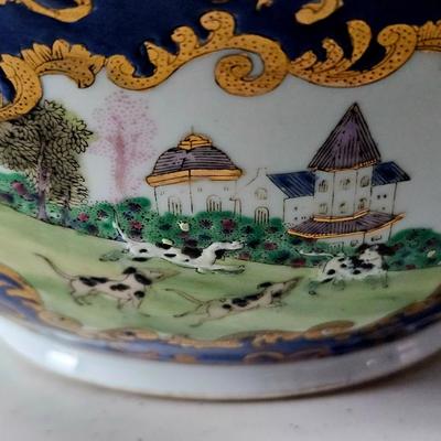 Hunting Scene Hand Painted Decorative Bowl and matching Tureen