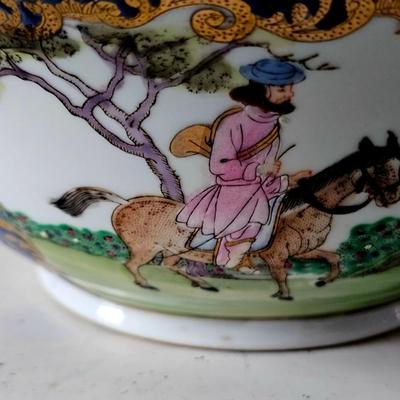 Hunting Scene Hand Painted Decorative Bowl and matching Tureen