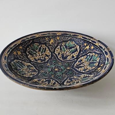 Antique Large Portuguese Glazed Centerpiece Bowl likely 17-19th c, unsigned and handpainted