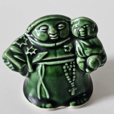 Green Figure Monk With Child