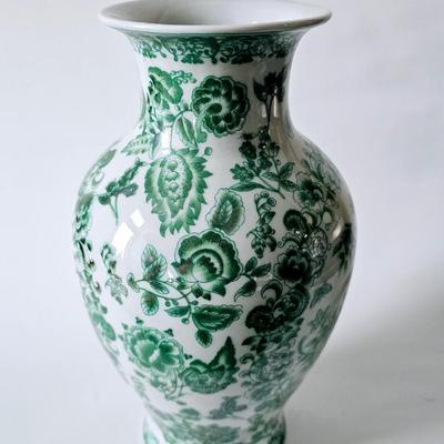 Green and White Vase
