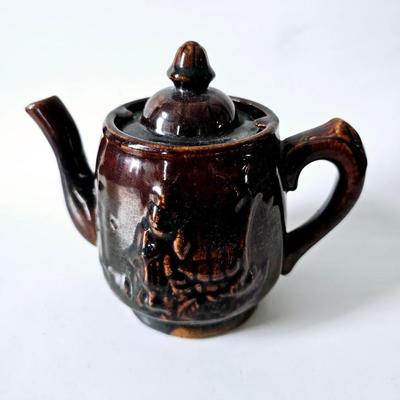 Antique UK 1800s Victorian Brown Ceramic Teapot