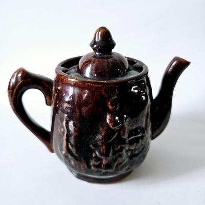 Antique UK 1800s Victorian Brown Ceramic Teapot