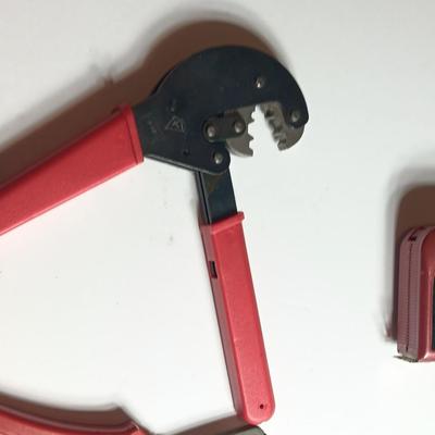 Cable Pliers - Cutters and a red Pro series 25-foot tape measure