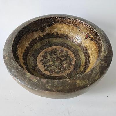 Decorative Painted Wood Bowl