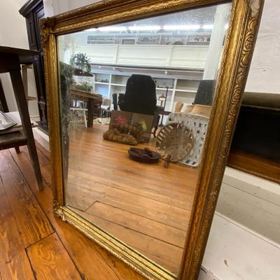 Old Golden Rectangular Wall Mirror