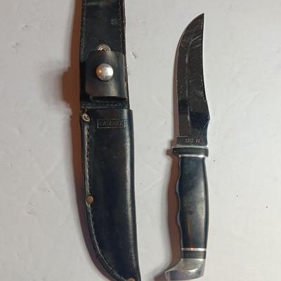 Case XX Black Delrin Handle Fixed Blade Pattern # 223-6 with black leather Sheath.