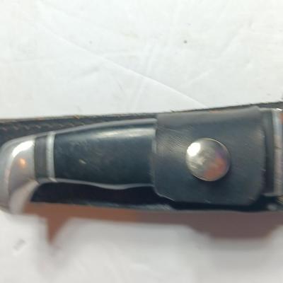 Case XX Black Delrin Handle Fixed Blade Pattern # 223-6 with black leather Sheath.