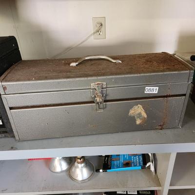 Tool Box with contents Sockets, Lufkin tape rule and more