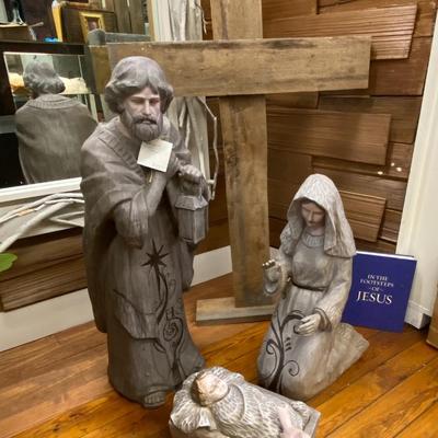 Nativity, Cross, and Book Lot
