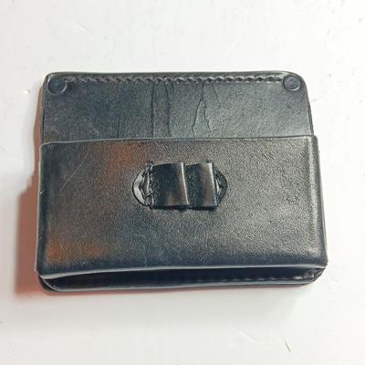 Black leather Creedmoor Armory ammunition belt mount case