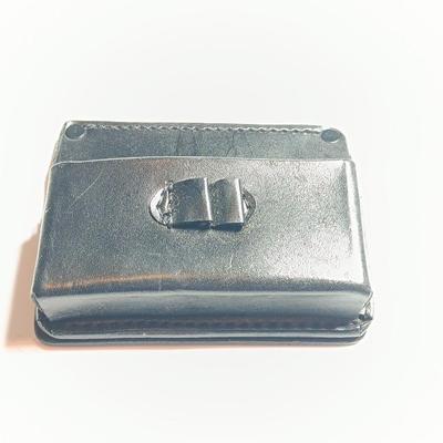 Black leather Creedmoor Armory ammunition belt mount case