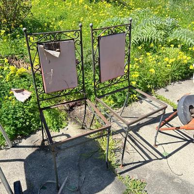 Pair of Antique metal chair, frames, need restoration