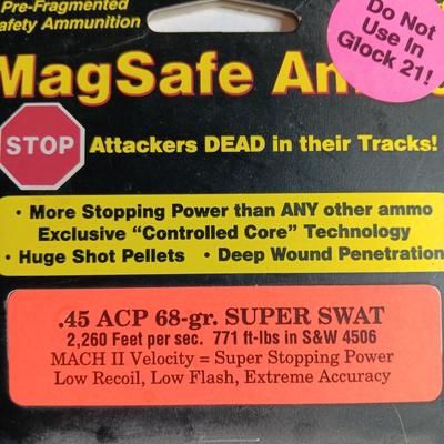MAGSAFE AMMO .45 ACP 68-Gr, Super Swat with 6 snap caps