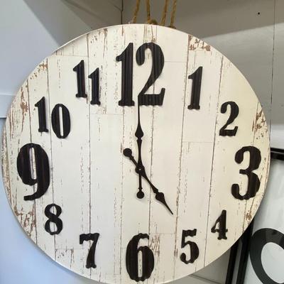 Round Wood and Metal Clock