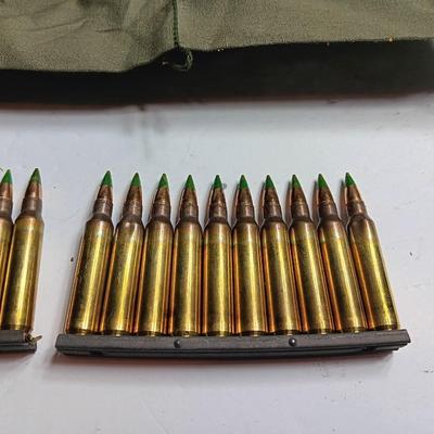 Military issued Ammunition Bandoleer with 5.56 MM M85510 round clips - Tracer rounds