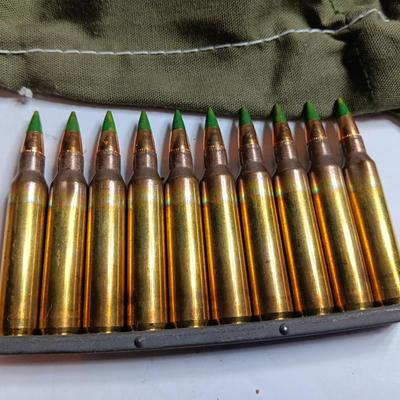 Military issued Ammunition Bandoleer with 5.56 MM M85510 round clips - Tracer rounds