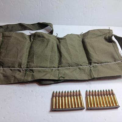 Military issued Ammunition Bandoleer with 5.56 MM M85510 round clips - Tracer rounds