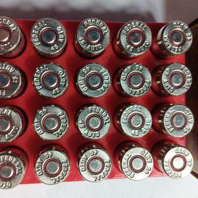 Federal Ammunition premium pistol cartridges 20 centerfire 45 auto 230 Gr. Hydra-Shok Jacketed Hollow Point