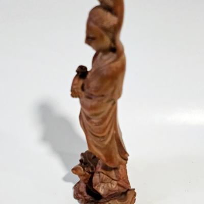 Vintage Chinese Wood Figure, Quan Yin in Wood