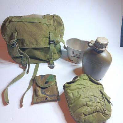 GI Military issued bags and canteen - Ammo / mag cases - field pack canvass