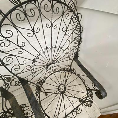 Wrought Iron High Back Chair Lot Two