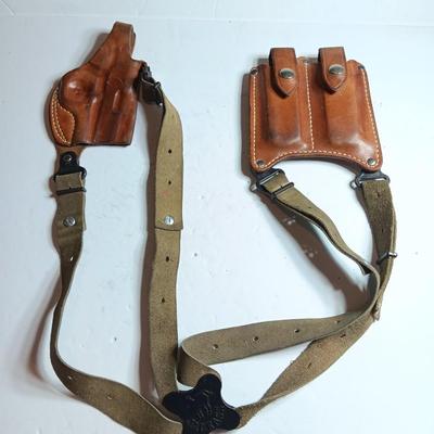 Leather Jackass Shoulder Holster with leather 2 - mag case