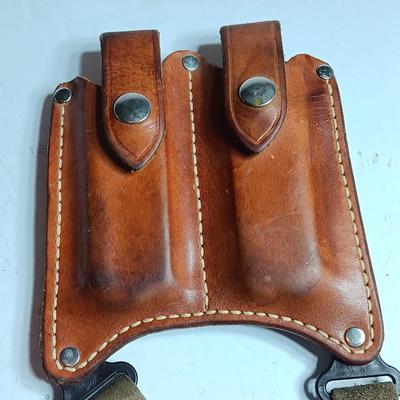 Leather Jackass Shoulder Holster with leather 2 - mag case