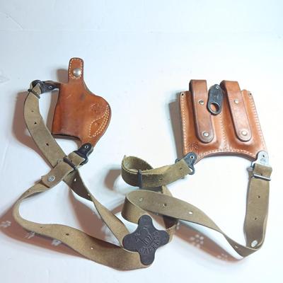 Leather Jackass Shoulder Holster with leather 2 - mag case