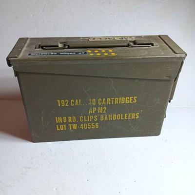 Military Ammunition chest - metal Ammo storage box stenciled on the side