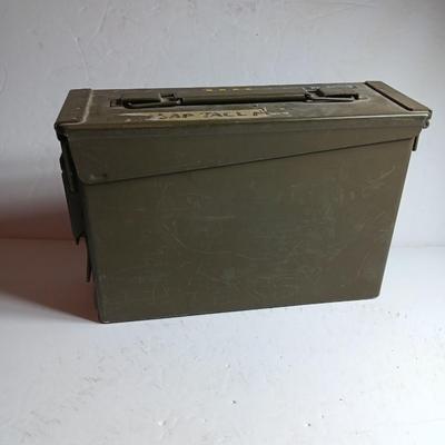 Military Ammunition chest - metal Ammo storage box stenciled on the side